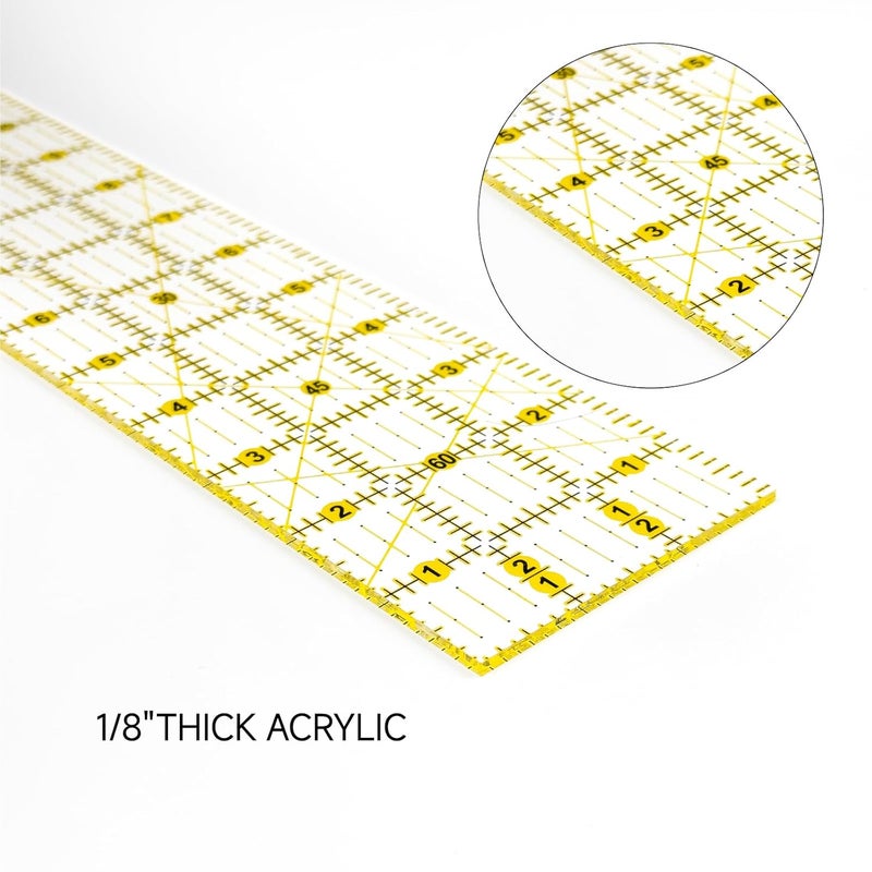 KEARING Quilting Ruler, Non-Slip Acrylic Sewing Ruler for Cutting Fabric, Clear Mini Quilting Ruler Set, 1/2" x 4" and 6" x 24" - Image 3